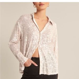 Abercrombie and Fitch Long Sleeve Button Down Sequin Top